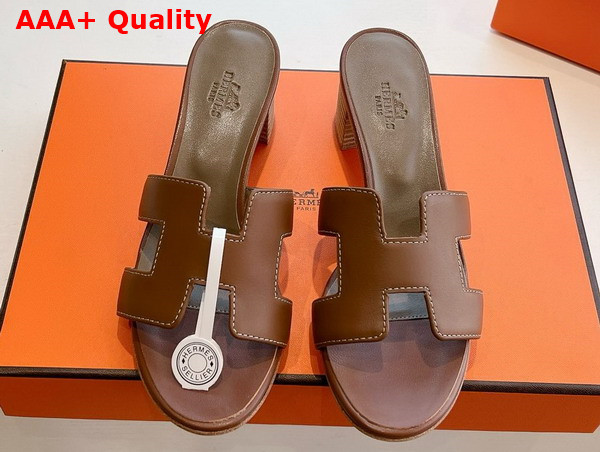 Hermes Oasis Sandal in Tan Calfskin Replica
