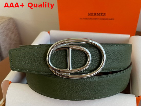 Hermes Odyssee Belt Buckle Reversible Leather Strap 32mm Graphite Vert De Gris Replica