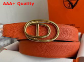 Hermes Odyssee Belt Buckle Reversible Leather Strap 32mm Orange Noir Replica