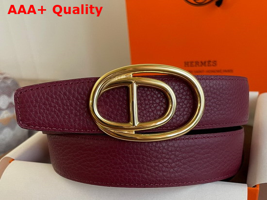 Hermes Odyssee Belt Buckle Reversible Leather Strap 32mm Rouge Noir Replica