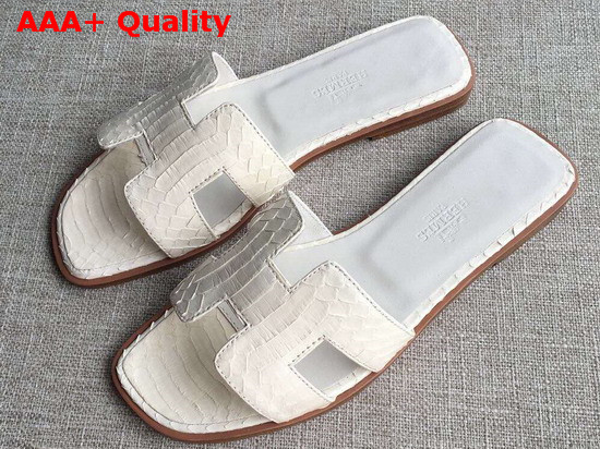 Hermes Oran Sandal in Beige Snakeskin Replica