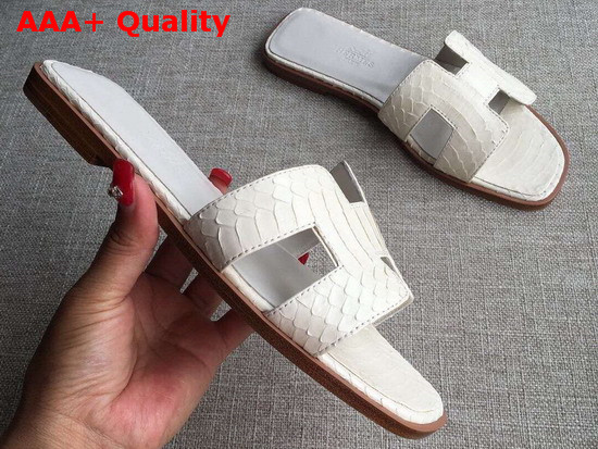 Hermes Oran Sandal in Beige Snakeskin Replica