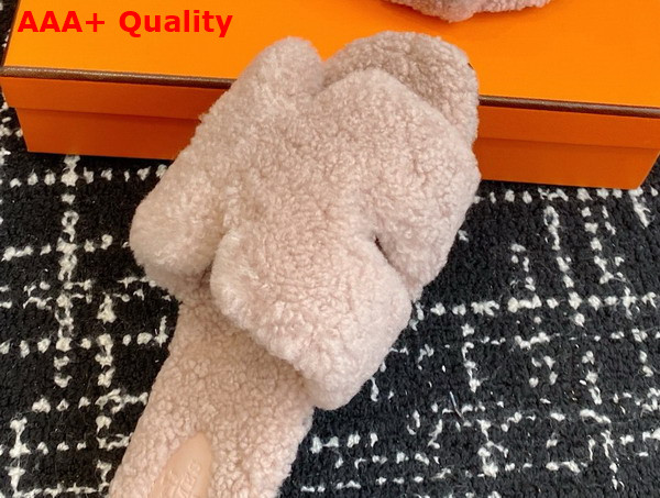 Hermes Oran Sandal in Beige Teddy Shearling Replica