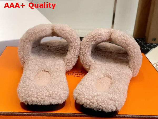 Hermes Oran Sandal in Beige Teddy Shearling Replica