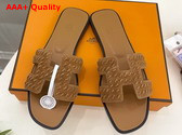 Hermes Oran Sandal in Brun Fume Braided Suede Goatskin with Iconic H Cut Out Detail Replica