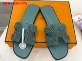 Hermes Oran Sandal in Green Braided Suede Goatskin with Iconic H Cut Out Detail Replica