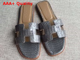 Hermes Oran Sandal in Grey Snakeskin Replica