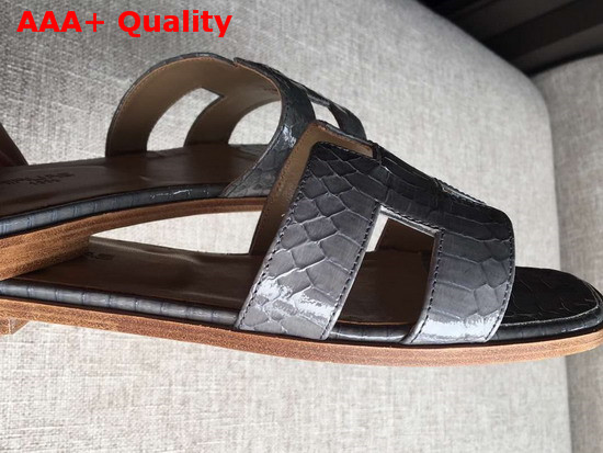 Hermes Oran Sandal in Grey Snakeskin Replica