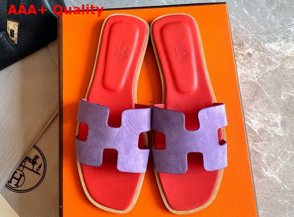 Hermes Oran Sandal in Light Purple Suede Goatskin Replica