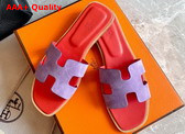 Hermes Oran Sandal in Light Purple Suede Goatskin Replica