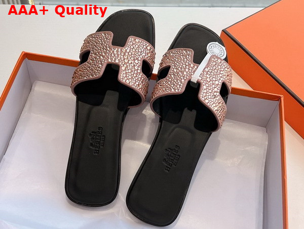 Hermes Oran Sandal in Nude Suede with Rhinestone Replica