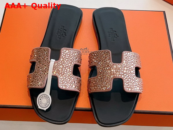 Hermes Oran Sandal in Nude Suede with Rhinestone Replica
