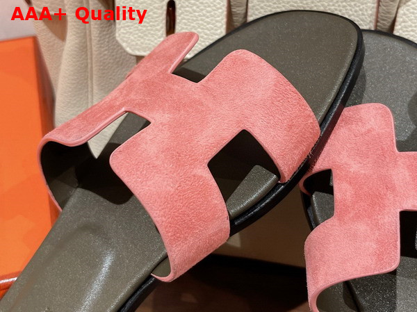 Hermes Oran Sandal in Suede Goatskin Rose Du Desert Replica