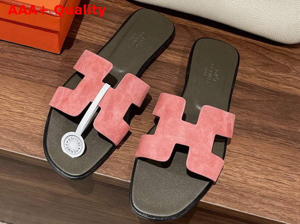 Hermes Oran Sandal in Suede Goatskin Rose Du Desert Replica