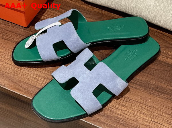 Hermes Oran Sandal in Suede Goatskin Vert Deau Replica