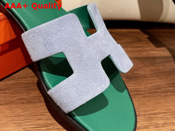 Hermes Oran Sandal in Suede Goatskin Vert Deau Replica