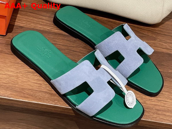 Hermes Oran Sandal in Suede Goatskin Vert Deau Replica