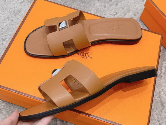 Hermes Oran Sandal in Tan Calfskin Replica
