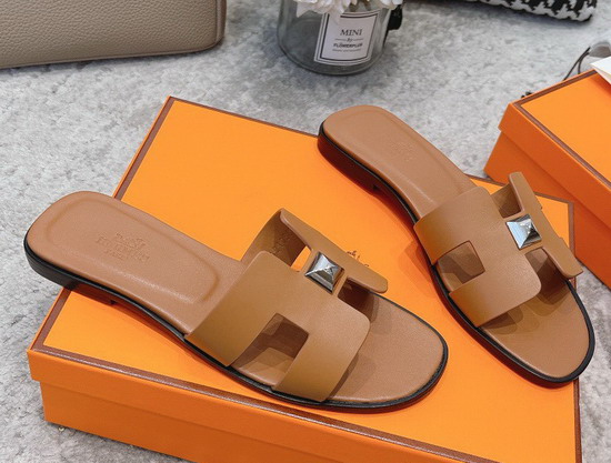 Hermes Oran Sandal in Tan Calfskin Replica