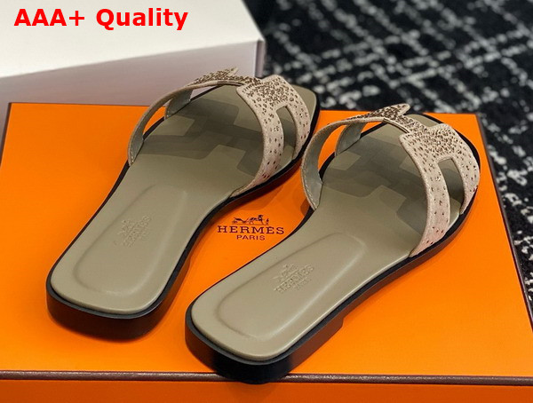 Hermes Oran Sandal in Taupe Suede with Crystals Replica