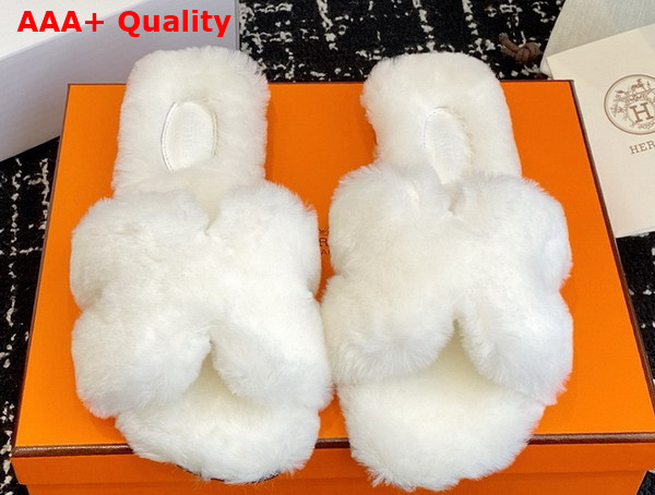 Hermes Oran Sandal in White Shearling Replica