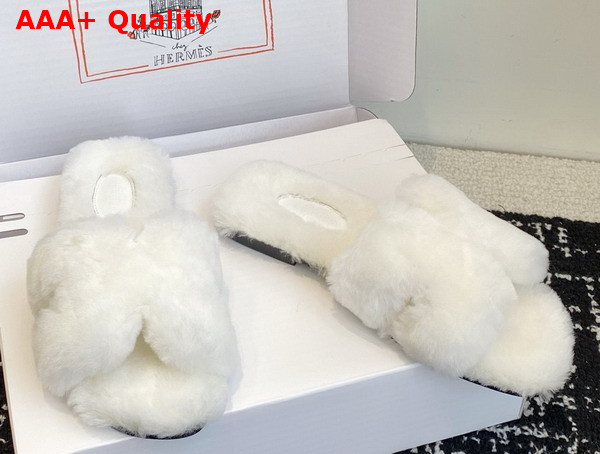 Hermes Oran Sandal in White Shearling Replica