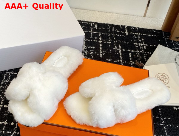 Hermes Oran Sandal in White Shearling Replica