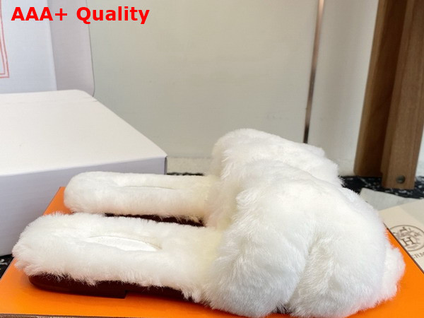 Hermes Oran Sandal in White Shearling Replica