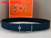 Hermes Oscar Buckle Reversible Leather Strap 38mm in 135 and Togo Calfskin Black and Blue Replica