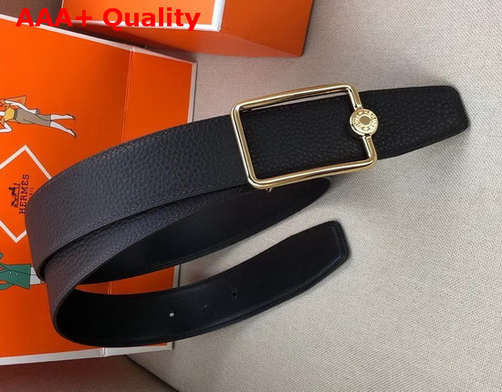 Hermes Oscar Buckle Reversible Leather Strap 38mm in 135 and Togo Calfskin Navy Blue and Black Replica