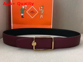 Hermes Oscar Buckle Reversible Leather Strap 38mm in 135 and Togo Calfskin Noir Bordeaux Replica