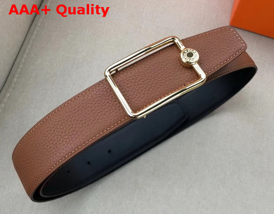 Hermes Oscar Buckle Reversible Leather Strap 38mm in 135 and Togo Calfskin Noir Gold Replica