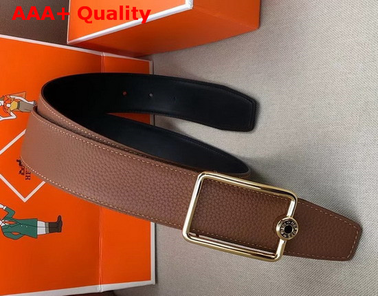 Hermes Oscar Buckle Reversible Leather Strap 38mm in 135 and Togo Calfskin Noir Gold Replica