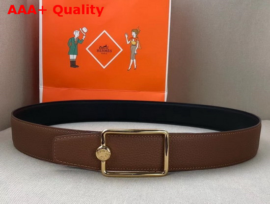Hermes Oscar Buckle Reversible Leather Strap 38mm in 135 and Togo Calfskin Noir Gold Replica