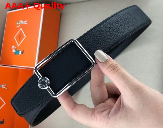 Hermes Oscar Buckle Reversible Leather Strap 38mm in 135 and Togo Calfskin Noir Replica