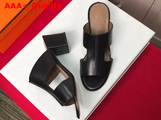 Hermes Ostia Sandal in Black Calfskin Replica