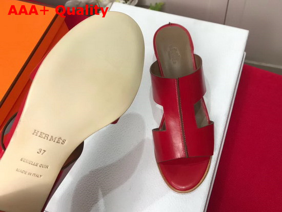 Hermes Ostia Sandal in Red Calfskin Replica