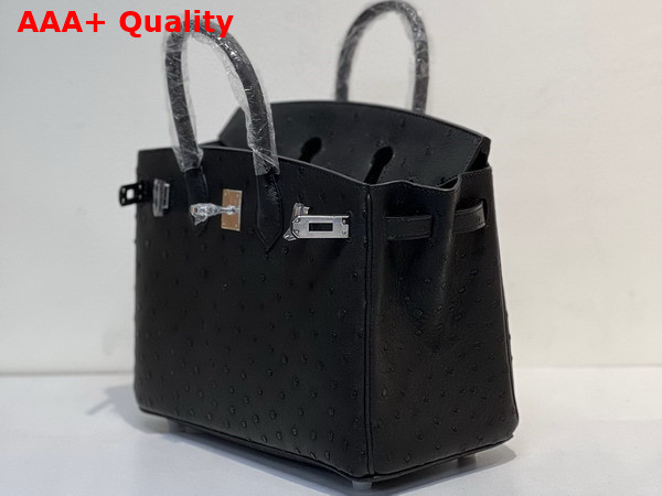 Hermes Ostrich Birkin 25 Bag in Black Replica