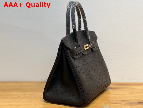 Hermes Ostrich Birkin 30 Bag in Black Replica