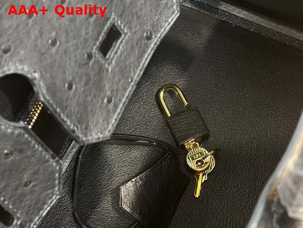 Hermes Ostrich Birkin 30 Bag in Black Replica