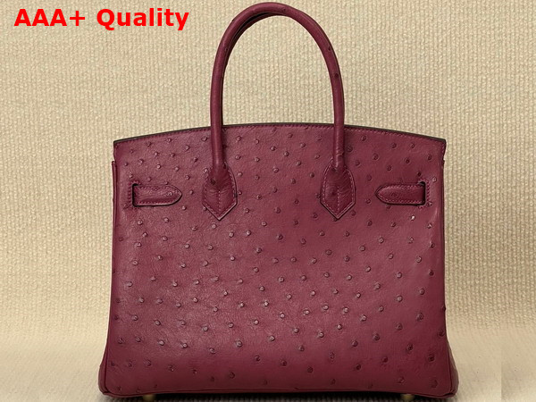 Hermes Ostrich Birkin 30 Bag in Burgundy Replica