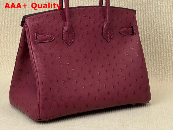 Hermes Ostrich Birkin 30 Bag in Burgundy Replica