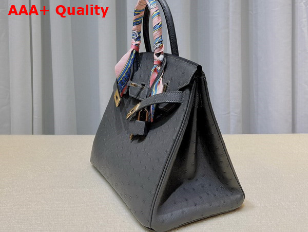 Hermes Ostrich Birkin 30 Bag in Dark Grey Replica
