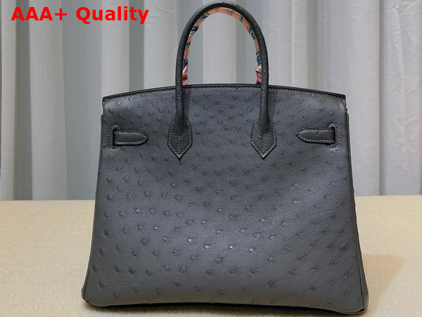 Hermes Ostrich Birkin 30 Bag in Dark Grey Replica