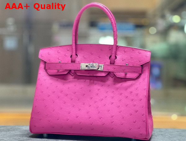 Hermes Ostrich Birkin 30 Bag in Magnolia Pink Replica