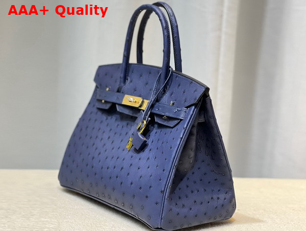 Hermes Ostrich Birkin 30 Bag in Midnight Blue Replica