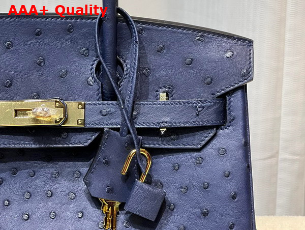 Hermes Ostrich Birkin 30 Bag in Midnight Blue Replica