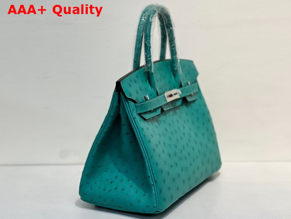 Hermes Ostrich Birkin 30 Bag in Peacock Blue Replica