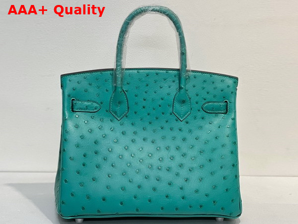 Hermes Ostrich Birkin 30 Bag in Peacock Blue Replica