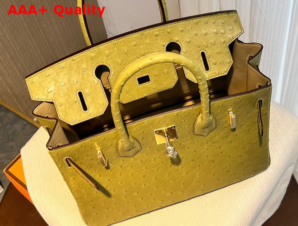 Hermes Ostrich Birkin 30 Bag in Yellow Replica